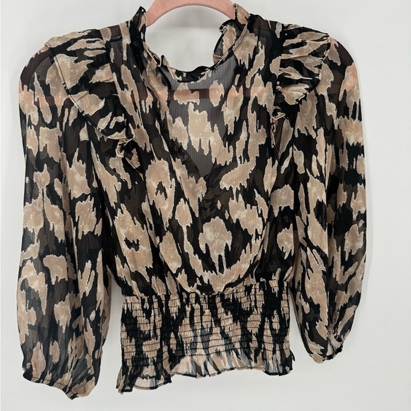 Grade and Gather Women's Sheer Leopard Print Blouse - Picture 4 of 11
